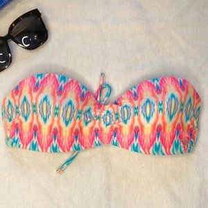 OP neon print strapless bikini top!